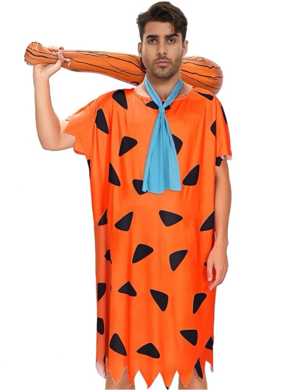 New With Tags Fred Flintstone Costume Size XL Dress Blue Tie Inflatable Bat